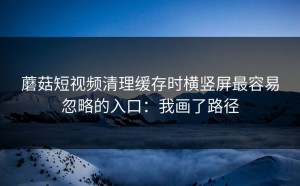 蘑菇短视频清理缓存时横竖屏最容易忽略的入口：我画了路径