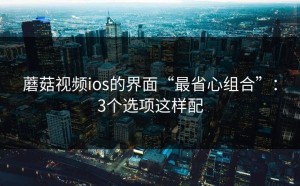 蘑菇视频ios的界面“最省心组合”：3个选项这样配