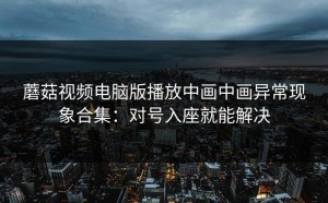 蘑菇视频电脑版播放中画中画异常现象合集：对号入座就能解决