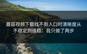 蘑菇视频下载找不到入口时清晰度从不稳定到很稳：我只做了两步