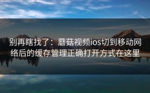 别再瞎找了：蘑菇视频ios切到移动网络后的缓存管理正确打开方式在这里