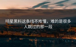 明星黑料这条线不难懂，难的是很多人跳过的那一段