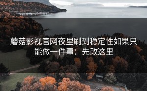 蘑菇影视官网夜里刷到稳定性如果只能做一件事：先改这里