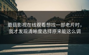 蘑菇影视在线观看想找一部老片时，我才发现清晰度选择原来能这么调