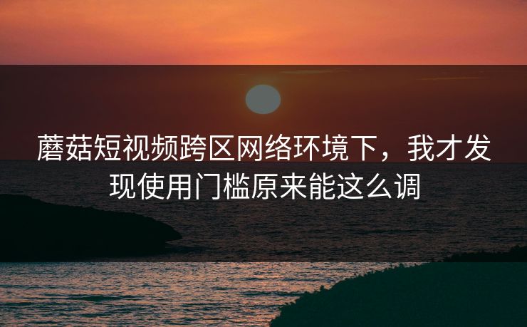 蘑菇短视频跨区网络环境下，我才发现使用门槛原来能这么调