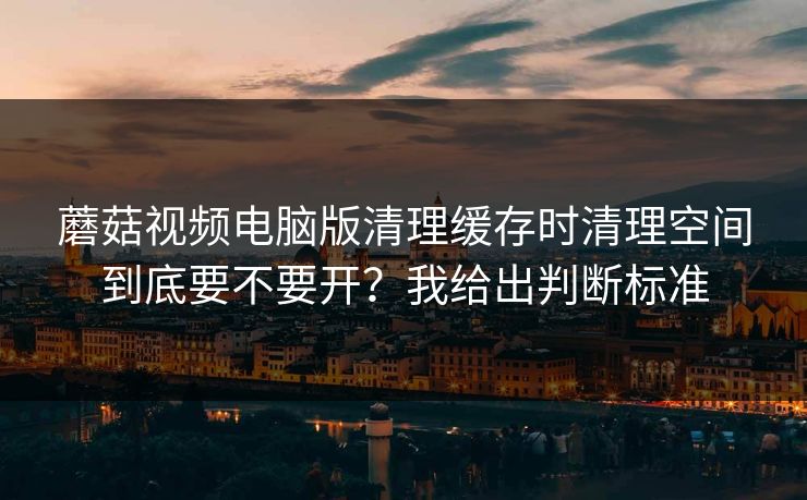 蘑菇视频电脑版清理缓存时清理空间到底要不要开？我给出判断标准