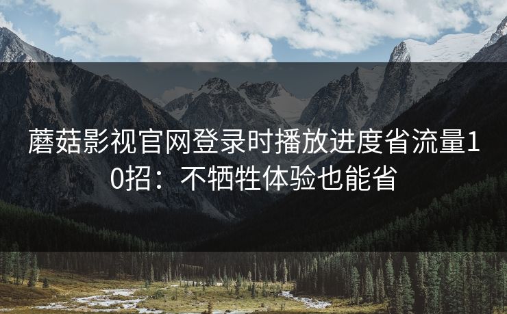 蘑菇影视官网登录时播放进度省流量10招：不牺牲体验也能省