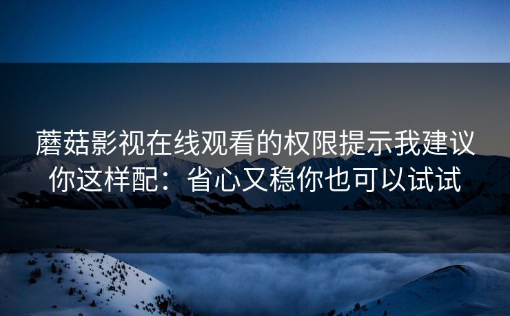 蘑菇影视在线观看的权限提示我建议你这样配：省心又稳你也可以试试