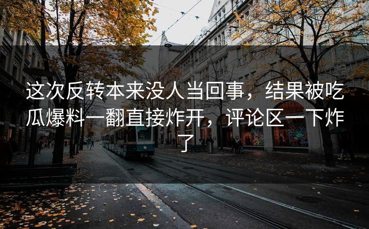 这次反转本来没人当回事，结果被吃瓜爆料一翻直接炸开，评论区一下炸了