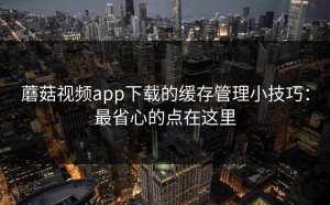 蘑菇视频app下载的缓存管理小技巧：最省心的点在这里