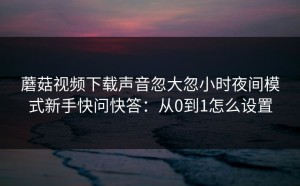蘑菇视频下载声音忽大忽小时夜间模式新手快问快答：从0到1怎么设置