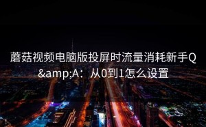 蘑菇视频电脑版投屏时流量消耗新手Q&A：从0到1怎么设置