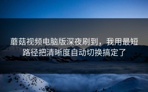蘑菇视频电脑版深夜刷到，我用最短路径把清晰度自动切换搞定了