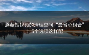 蘑菇短视频的清理空间“最省心组合”：5个选项这样配