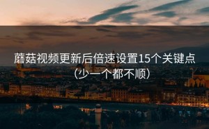 蘑菇视频更新后倍速设置15个关键点（少一个都不顺）