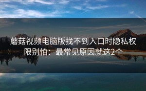 蘑菇视频电脑版找不到入口时隐私权限别怕：最常见原因就这2个
