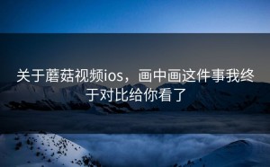 关于蘑菇视频ios，画中画这件事我终于对比给你看了