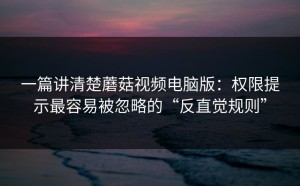 一篇讲清楚蘑菇视频电脑版：权限提示最容易被忽略的“反直觉规则”