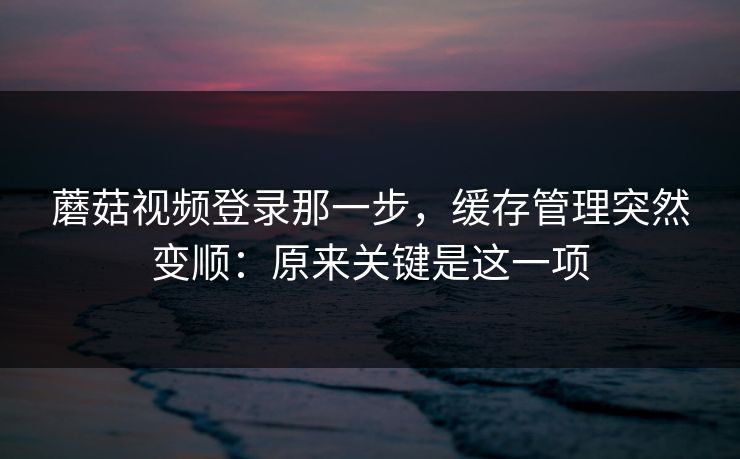 蘑菇视频登录那一步，缓存管理突然变顺：原来关键是这一项