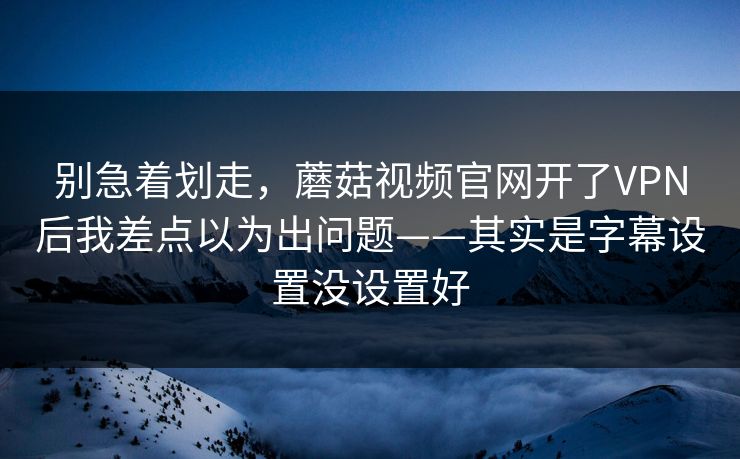 别急着划走，蘑菇视频官网开了VPN后我差点以为出问题——其实是字幕设置没设置好